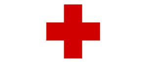 obraz przedstawia czerwony krzyż na białym tle