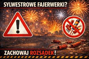 Grafika wygenerowana przez sztuczną inteligencję pokazująca zakaz używania fajerwerków