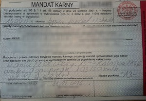 obraz przedstawia mandat karny