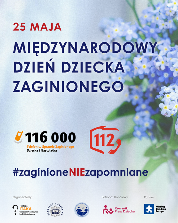 obraz przedstawia plakat ,,Międzynarodowego Dnia Dziecka Zaginionego"